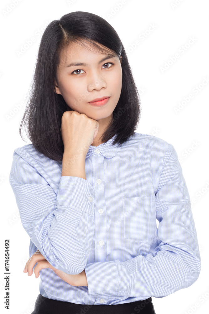 Portrait of a beautiful asian business woman smiling. Isolated on white background Portrait of a beautiful asian business woman smiling. Isolated on white background
