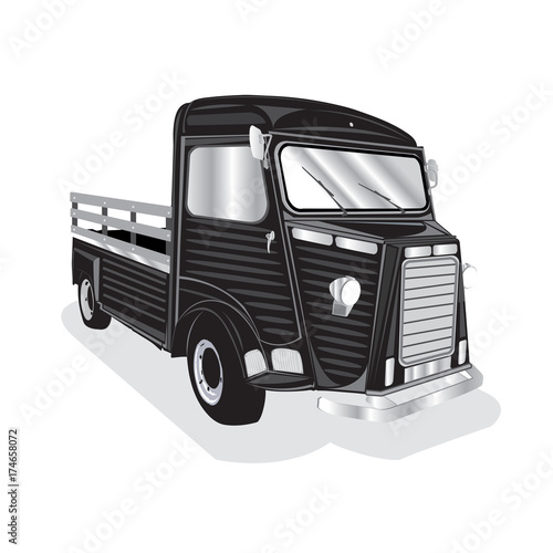 Graphic, Ancient car Classic car with black-white on white background, Vector illustration