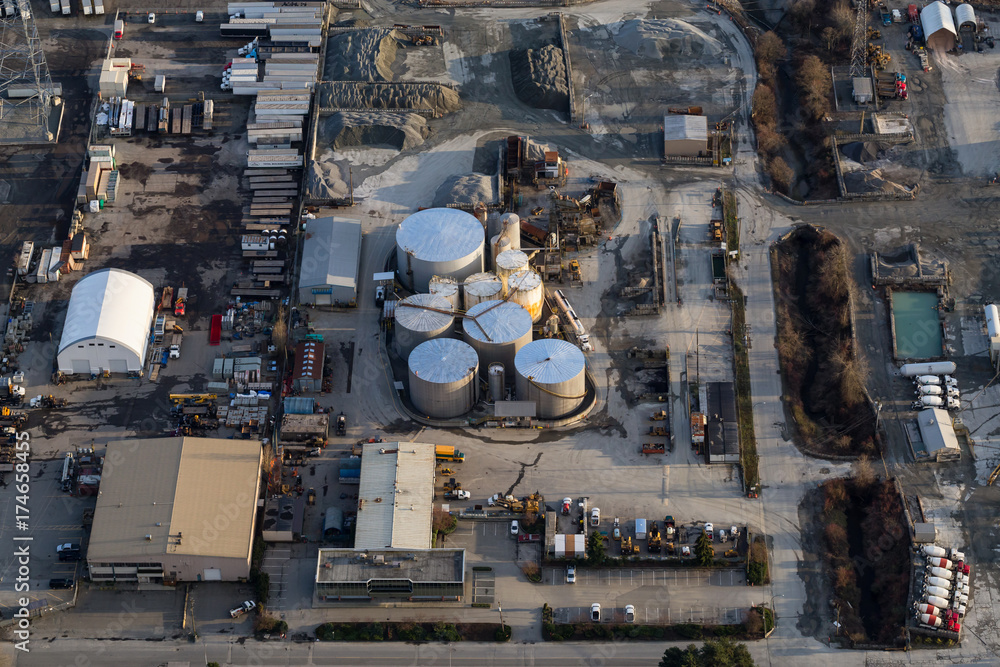 Aerial view on an industrial site.