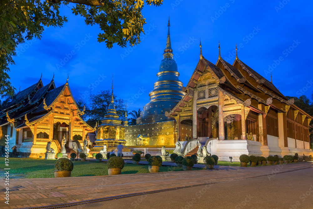 Beautiful Thai lanna temple ( Wat Phra Singh ) in Chiang Mai northern of thailand.