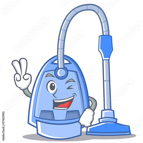 Two finger vacuum cleaner character cartoon