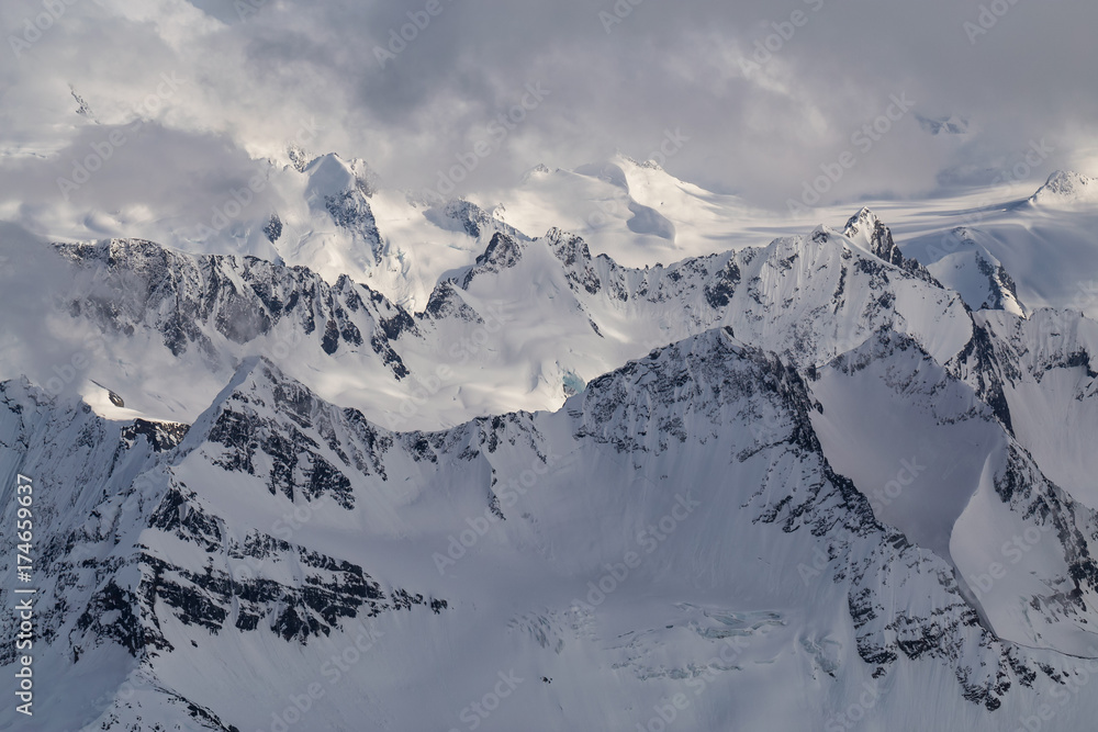 Rocky Mountain Peaks on a remote Glacier in British Columbia, Canada.
