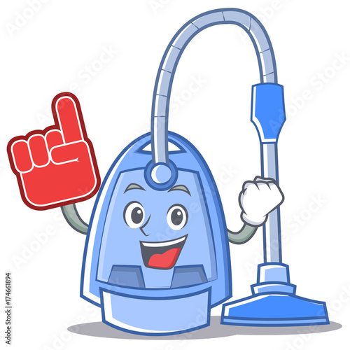 Foam finger vacuum cleaner character cartoon