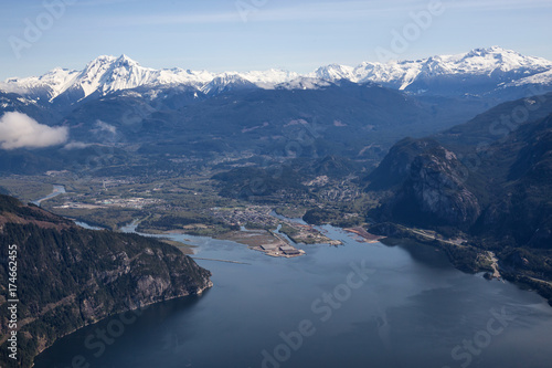 Squamish City, North of Vancouver, BC, Canada. Taken from an aerial perspective from an aerial point of view. © edb3_16