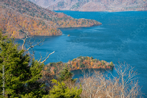 Lake Chuzenji in autumn season, Nikko, Japan. © Wipark