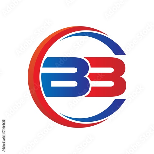 bb logo vector modern initial swoosh circle blue and red