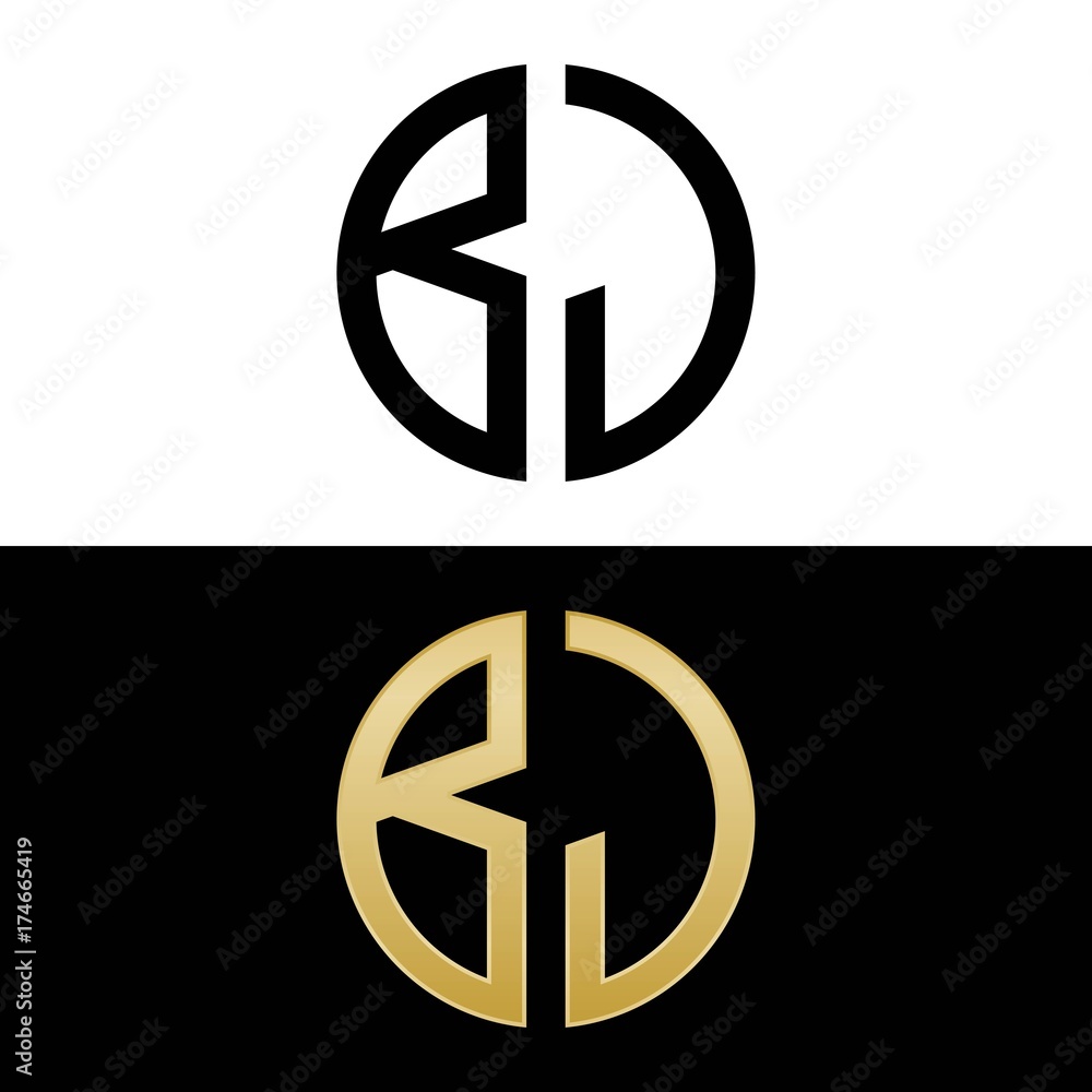 bj initial logo circle shape vector black and gold bj initial logo circle shape vector black and gold