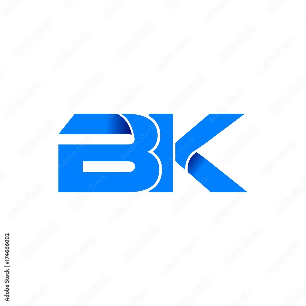 bk logo initial logo vector modern blue fold style bk logo initial logo vector modern blue fold style