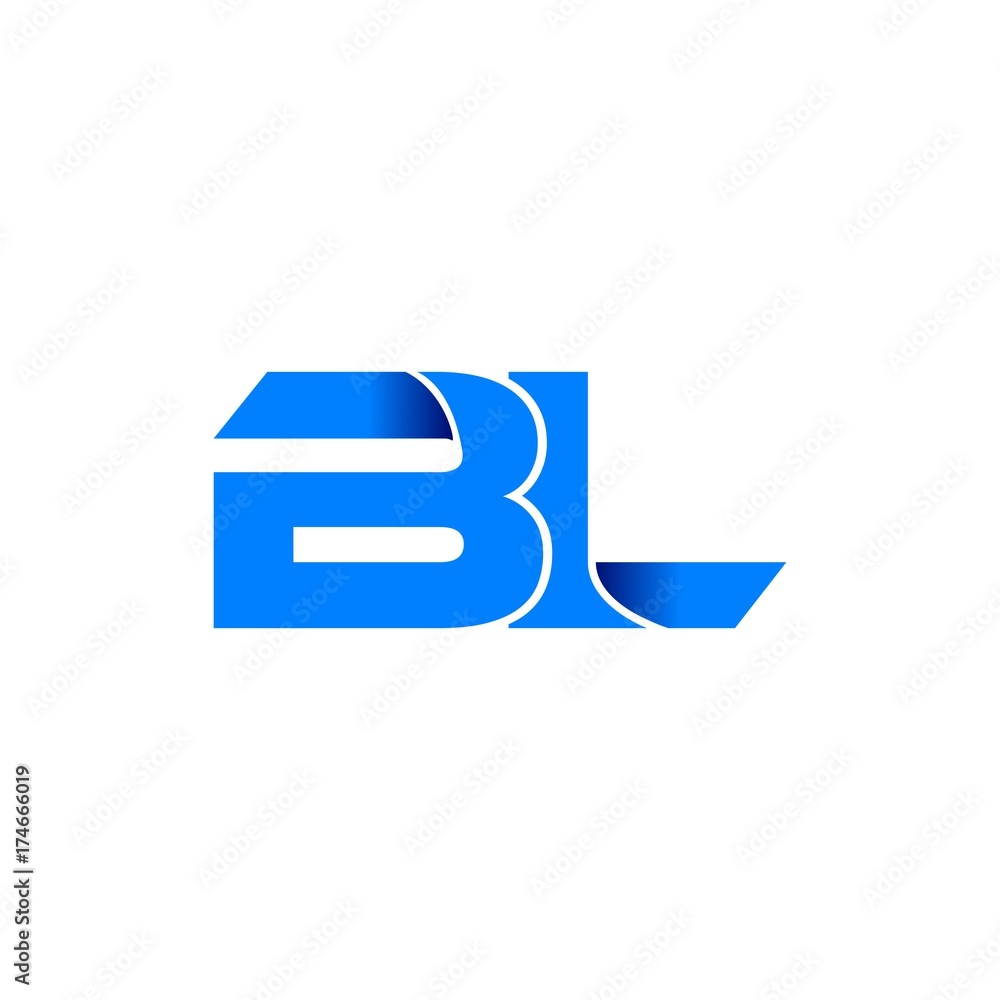 vl logo initial logo vector modern blue fold style Stock Vector