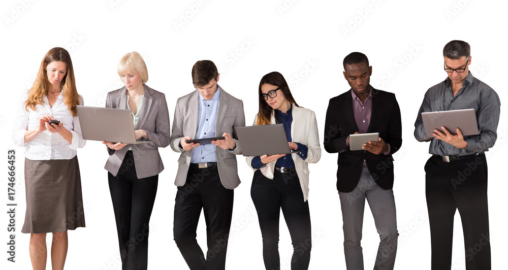 Obraz premium Group Of Business People Using Electronic Devices