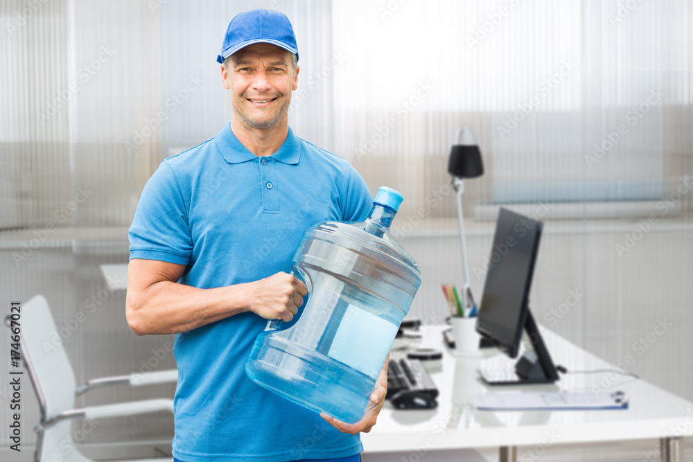 Delivery Man Holding Water Bottle Delivery Man Holding Water Bottle