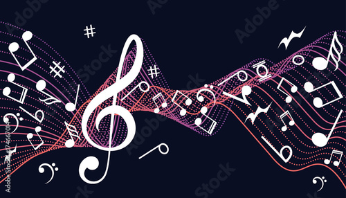 Notenschlüssel Noten Musik. Abstract musical background with notes. Music design.