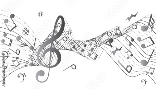 Notenschlüssel Noten Musik. Abstract musical background with notes. Music design.