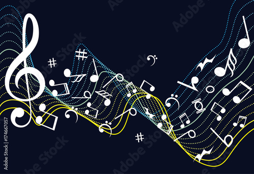 Notenschlüssel Noten Musik. Abstract musical background with notes. Music design.