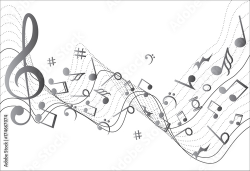 Notenschlüssel Noten Musik. Abstract musical background with notes. Music design.
