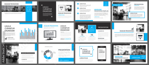 Blue presentation templates and infographics elements background. Use for business annual report, flyer, corporate marketing, leaflet, advertising, brochure, modern style.