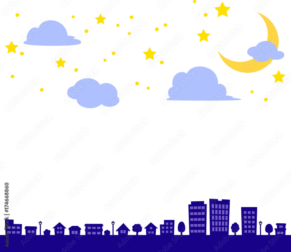 夜空と消灯した街のイラスト Stock Vector Adobe Stock