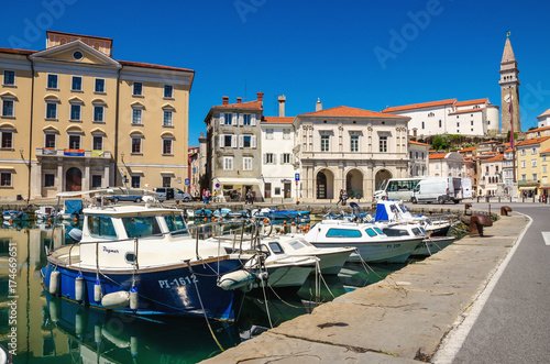 Venetian port city of Piran facing the Adriatic sea  Piran  Slovenia  Europe