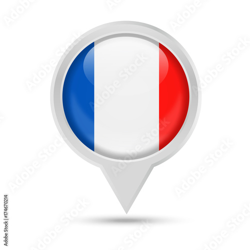 France Flag Round Pin Vector Icon