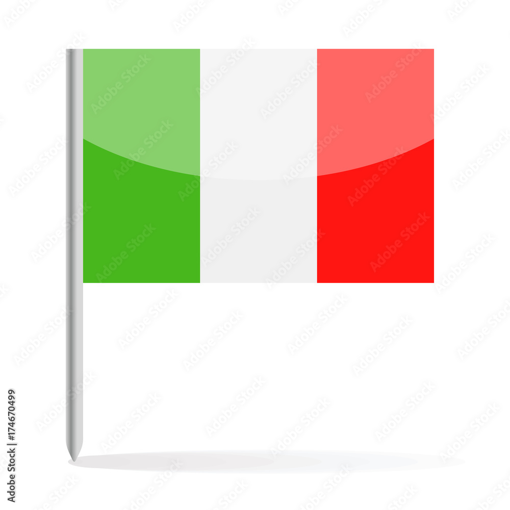Italy Flag Pin Vector Icon