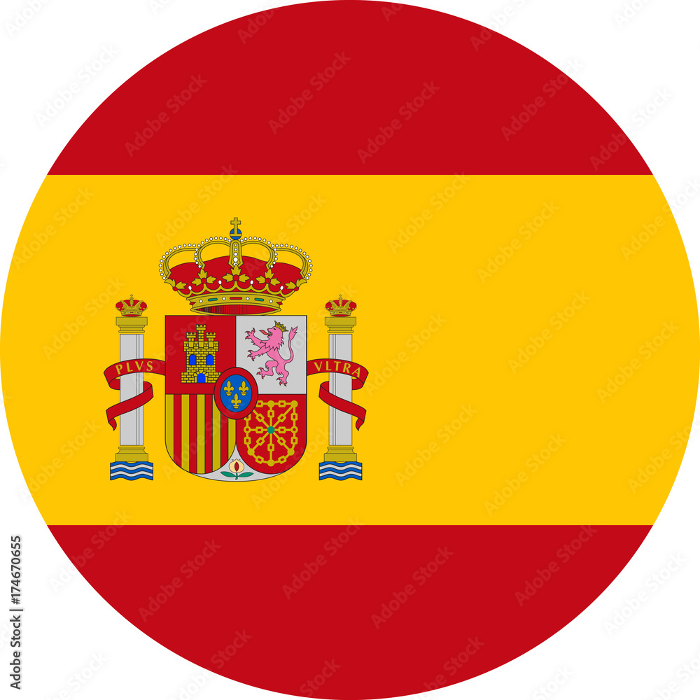 Fototapeta premium Spain Flag Vector Round Flat Icon