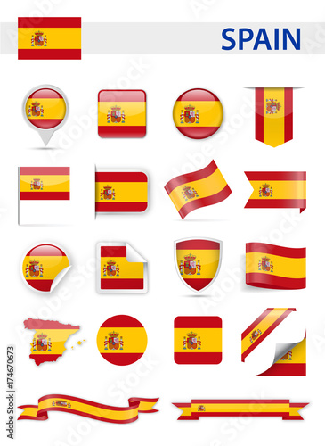 Spain Flag Vector Set