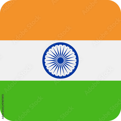 India Flag Vector Square Flat Icon