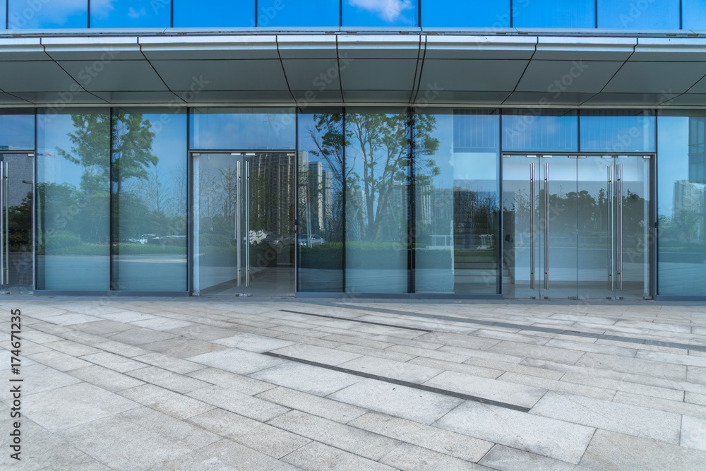 entrance of modern office building.