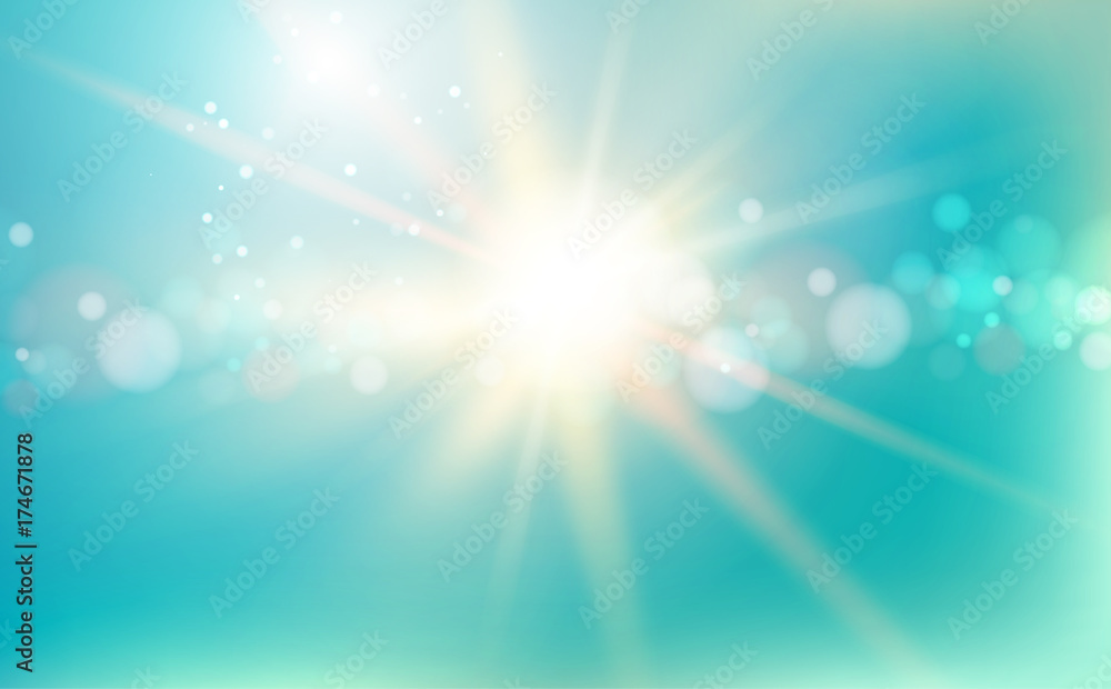 Blue bokeh abstract light background. Vector illustartion.