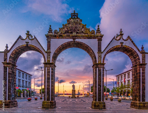Portas da Cidade - the city symbol of Ponta Delgada in Sao Miguel Island in Azores, Portugal photo