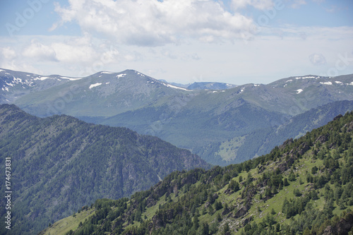 Green hills mountains landscape. Altai summer nature 