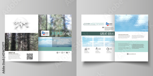 Templates for bi fold brochure  flyer  booklet or report. Cover design template  abstract vector layout in A4 size. Colorful background  travel business  natural landscape in polygonal style.