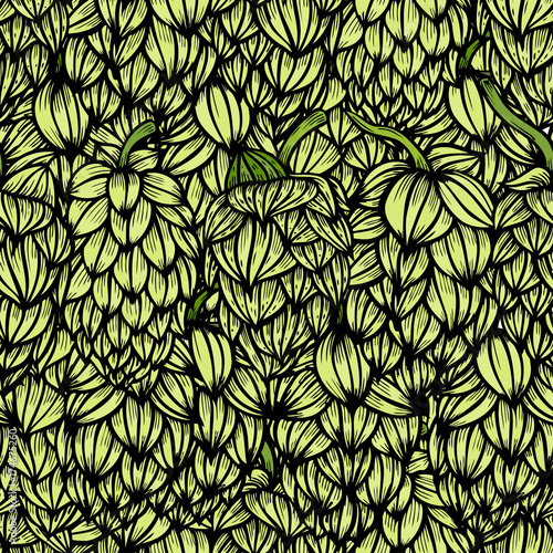 hand drawn hop cones.