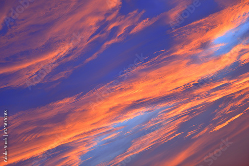 The sky with clouds beatiful sunrise background. © wirakorn