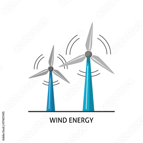 Wind turbine icon in flat style