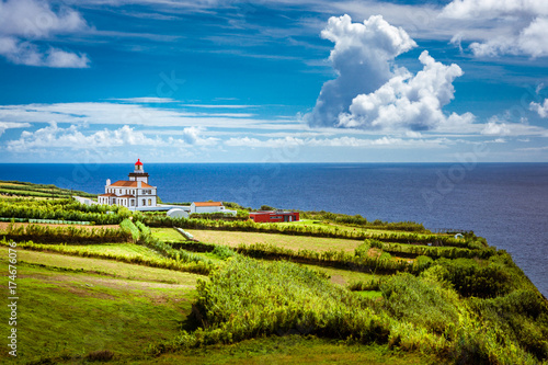 Obraz na płótnie Beautiful view over Lighthouse Farol da Ponta da Ferraria in Sao Miguel Island Azores Portugal w salonie