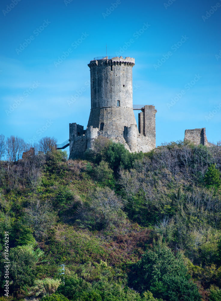 Medieval tower ruin, from Archaeological park of Velia, Marina di Ascea, Italy