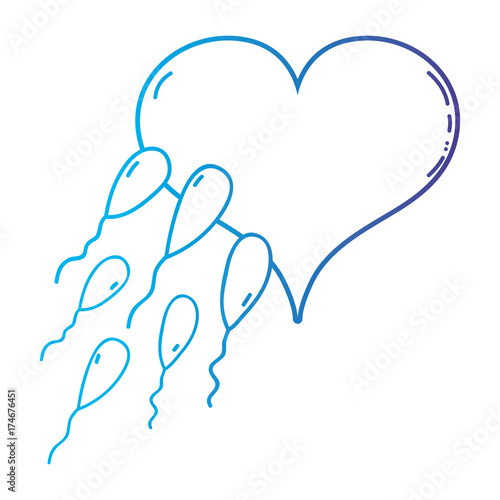 line spermatozoon reproduction fertilizing ovum in heart shape