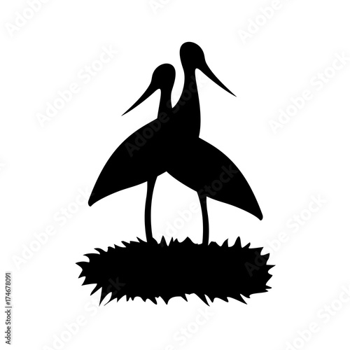 stork in nest illustration