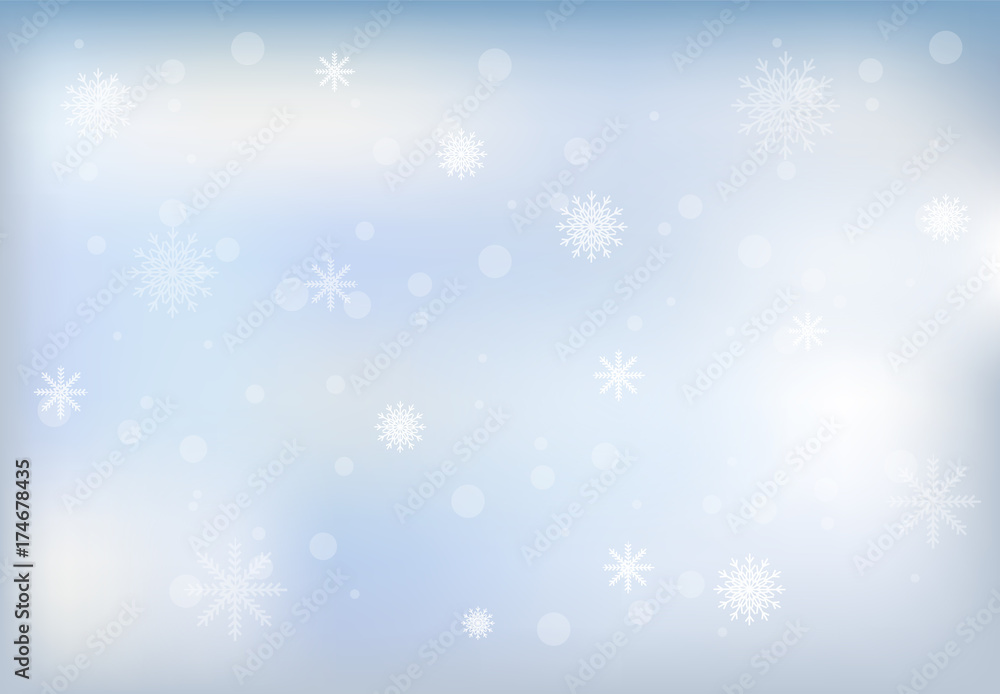 Winter and snowflake on sky background
