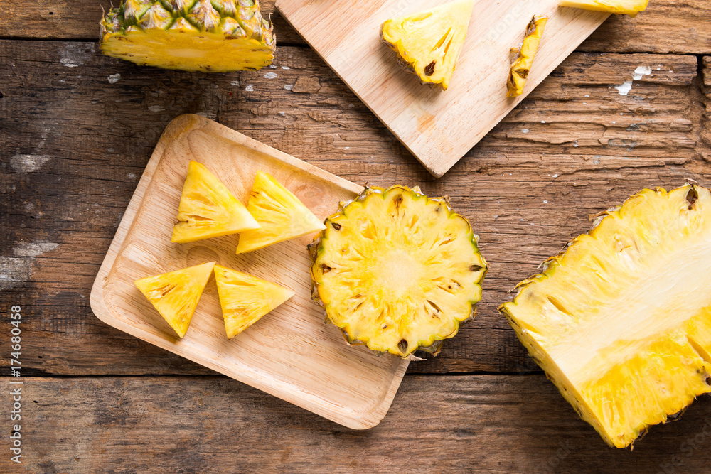 pineapple on the wood background pineapple on the wood background