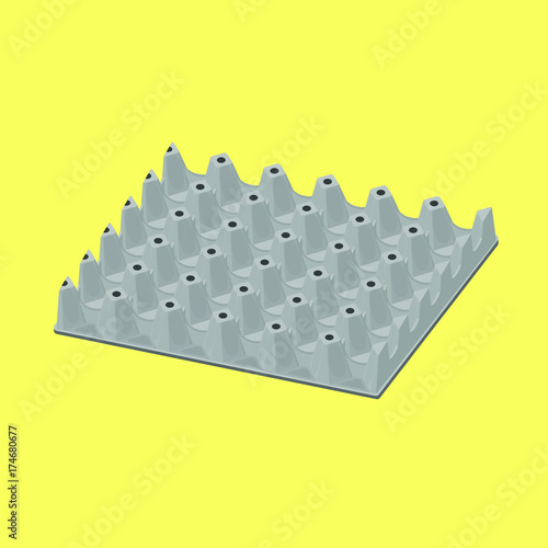 Empty egg paper panel or Egg tray vector on yellow background. 
