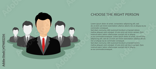 Find the right person for the job concept. Flat vector design