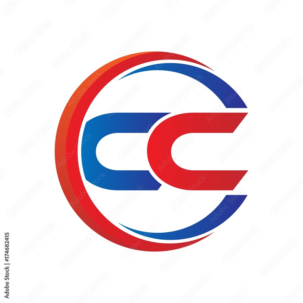 cc logo vector modern initial swoosh circle blue and red cc logo vector modern initial swoosh circle blue and red