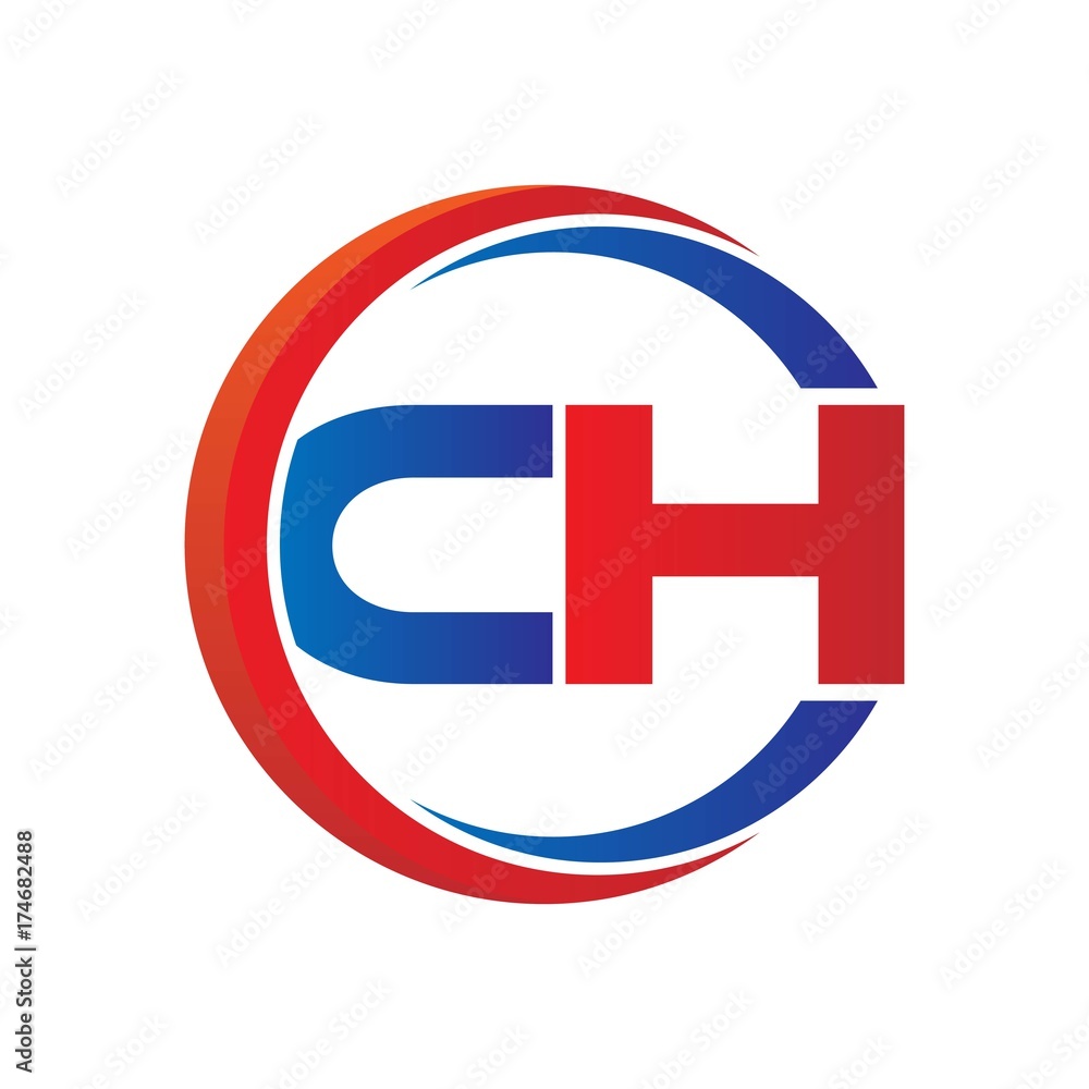 ch logo vector modern initial swoosh circle blue and red ch logo vector modern initial swoosh circle blue and red