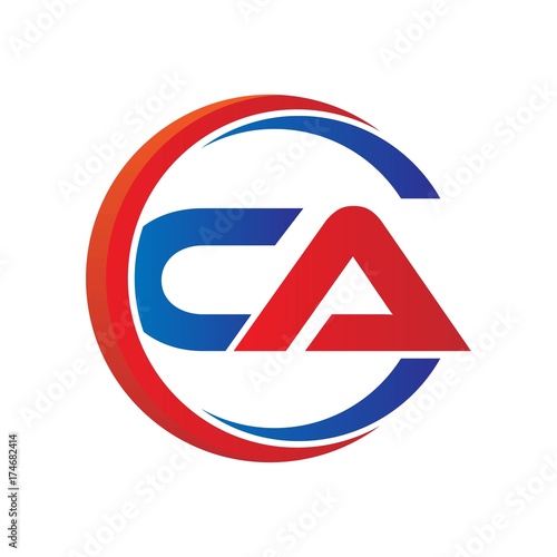 ca logo vector modern initial swoosh circle blue and red