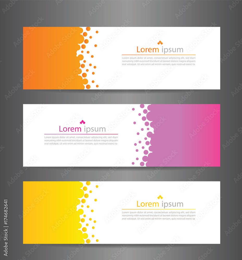 Set three colorful abstract modern banner texture. Vector banner background for web banner design