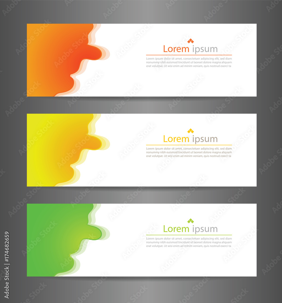 Fototapeta premium Set three colorful abstract modern banner texture. Vector banner background for web banner design