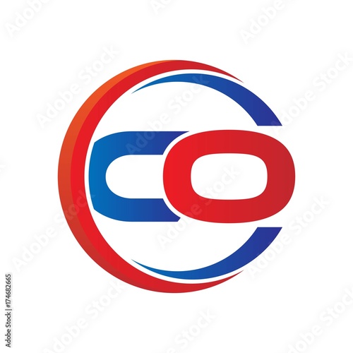 co logo vector modern initial swoosh circle blue and red