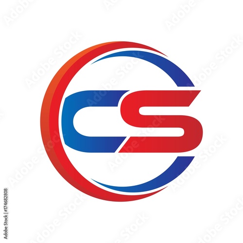 cs logo vector modern initial swoosh circle blue and red